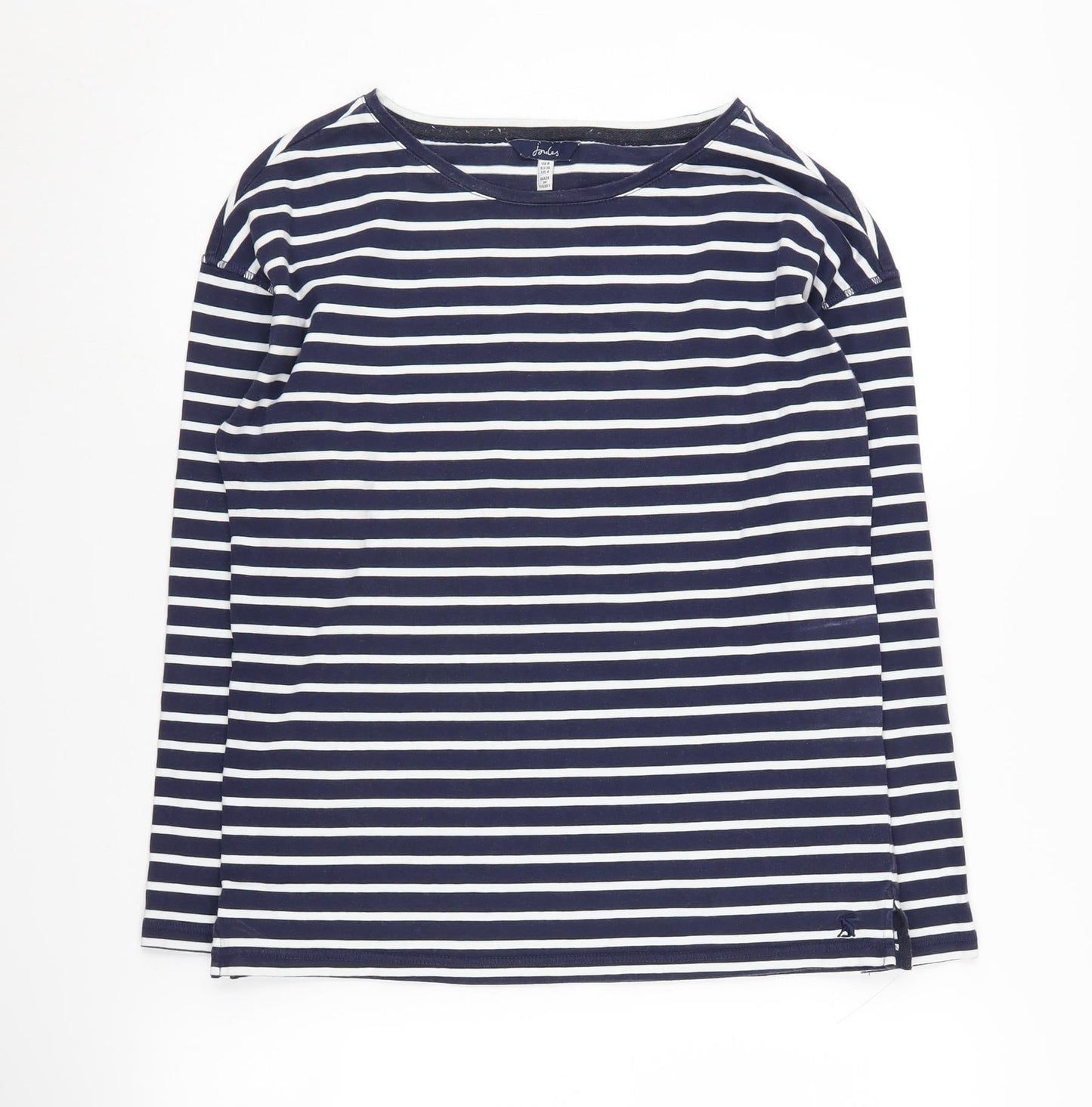 Joules Women's Blue Striped T-Shirt, Size 8, Long Sleeve
