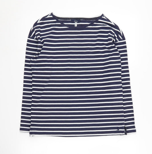 Joules Women's Blue Striped T-Shirt, Size 8, Long Sleeve
