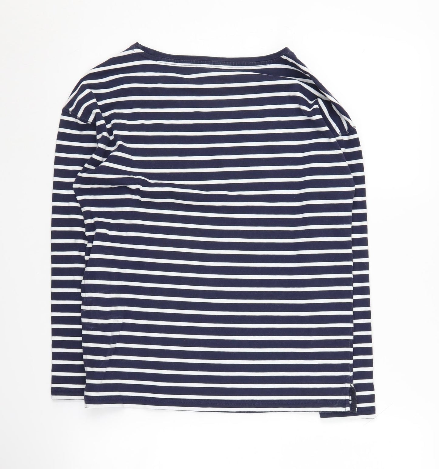 Joules Women's Blue Striped T-Shirt, Size 8, Long Sleeve