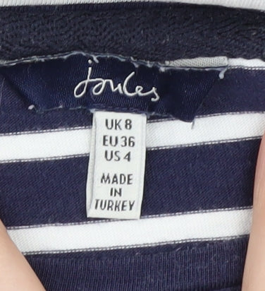 Joules Women's Blue Striped T-Shirt, Size 8, Long Sleeve