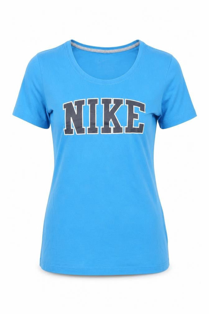 Womens UK Size L Nike Blue 100% Cotton T-Shirt