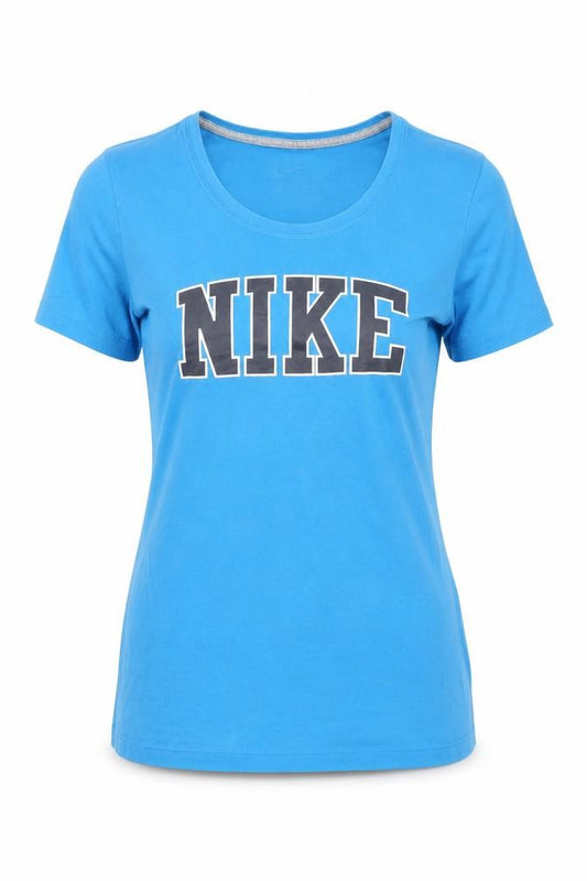 Womens UK Size L Nike Blue 100% Cotton T-Shirt
