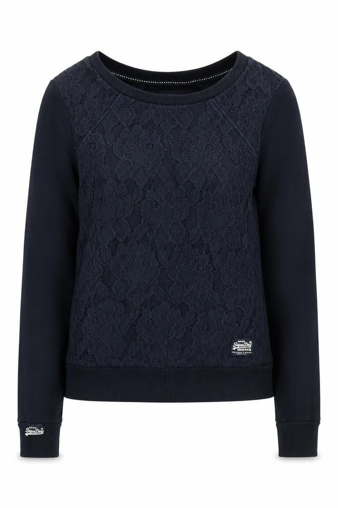 Womens UK XS Regular Superdry Black Pullover Sweatshirt