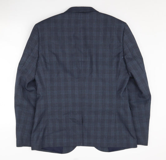 Next Men's Blue Plaid Blazer Jacket 42R