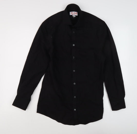 Charles Tyrwhitt Men's Black Dress Shirt, 38 cm, Extra Slim