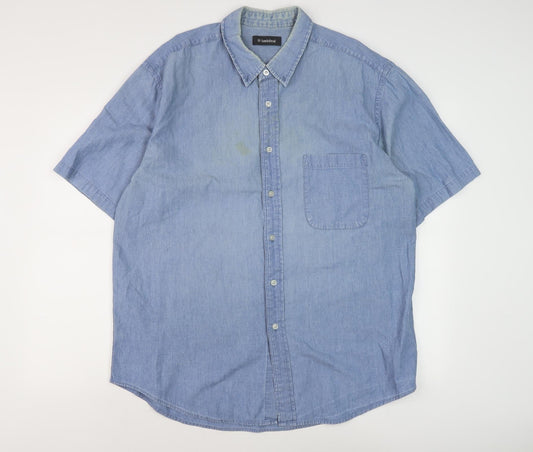 Hawkshead Men's Blue XL Denim Shirt, Casual Button-Up