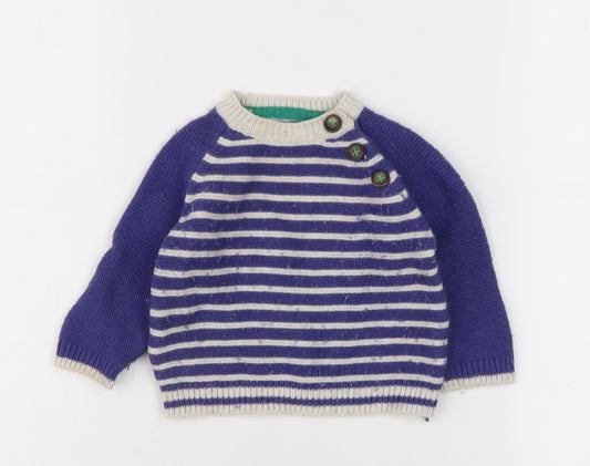 Baby Boden Unisex Striped Jumper Blue 6-9 Months