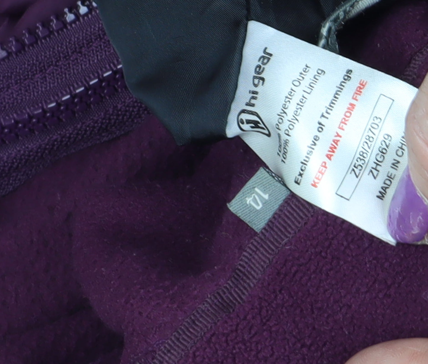 Hi Gear Women's Purple Rain Coat Size 12