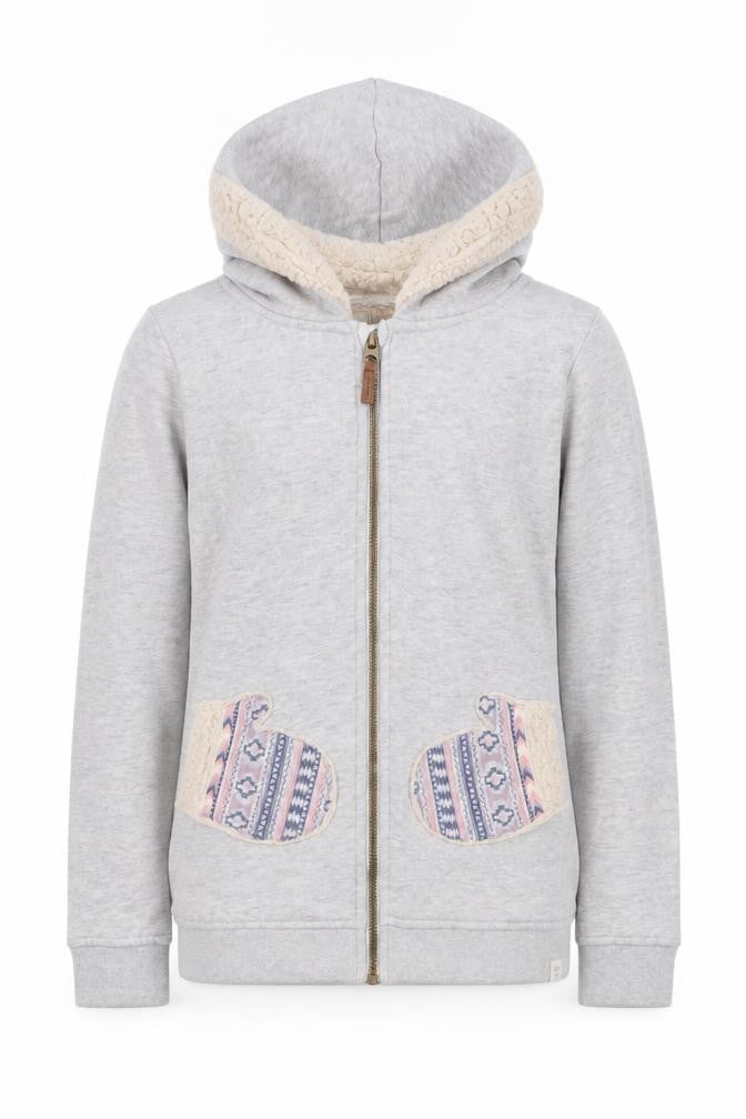 Front view of Mantaray girls’ grey full zip hoodie, size 11-12