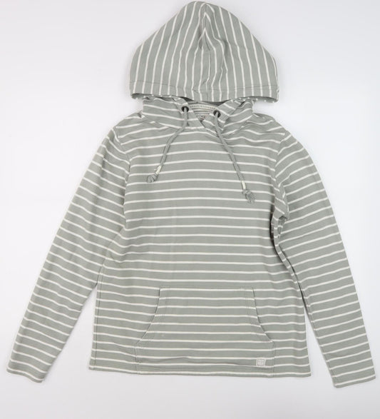 Fat Face Women's Grey Striped Pullover Hoodie, S