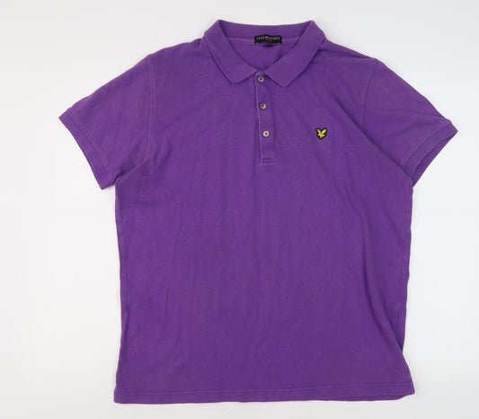 Lyle & Scott Men's Purple XL Polo Shirt Vintage