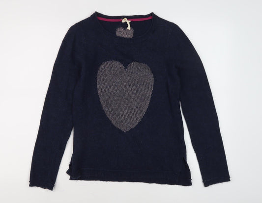 White Stuff Women's Blue Heart Jumper, Size 8, Casual Style