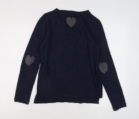 White Stuff Women's Blue Heart Jumper, Size 8, Casual Style