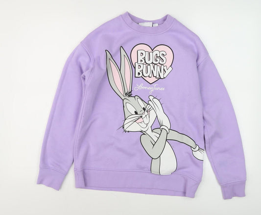 Looney Tunes Women's Purple Bugs Bunny Sweatshirt 2XS