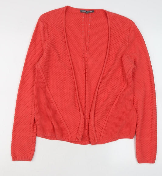 Laura Ashley Women's Red Open Front Cardigan Size 10
