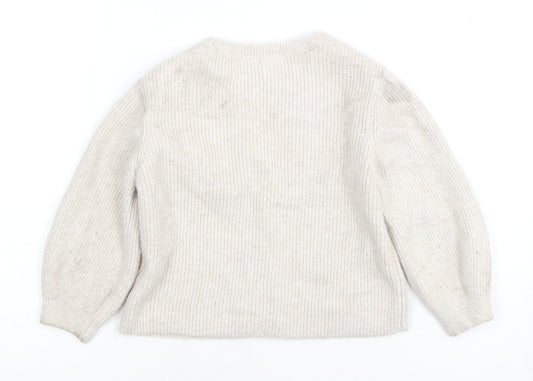 Zara Unisex Baby Beige Cardigan 18-24 Months Knit Cotton Blend