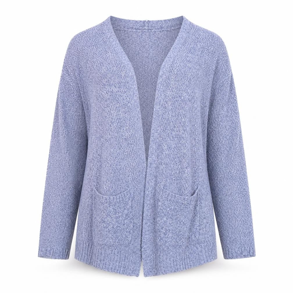 Front view of BDG Women's Blue Open Front Cardigan Knit Jumper, size M