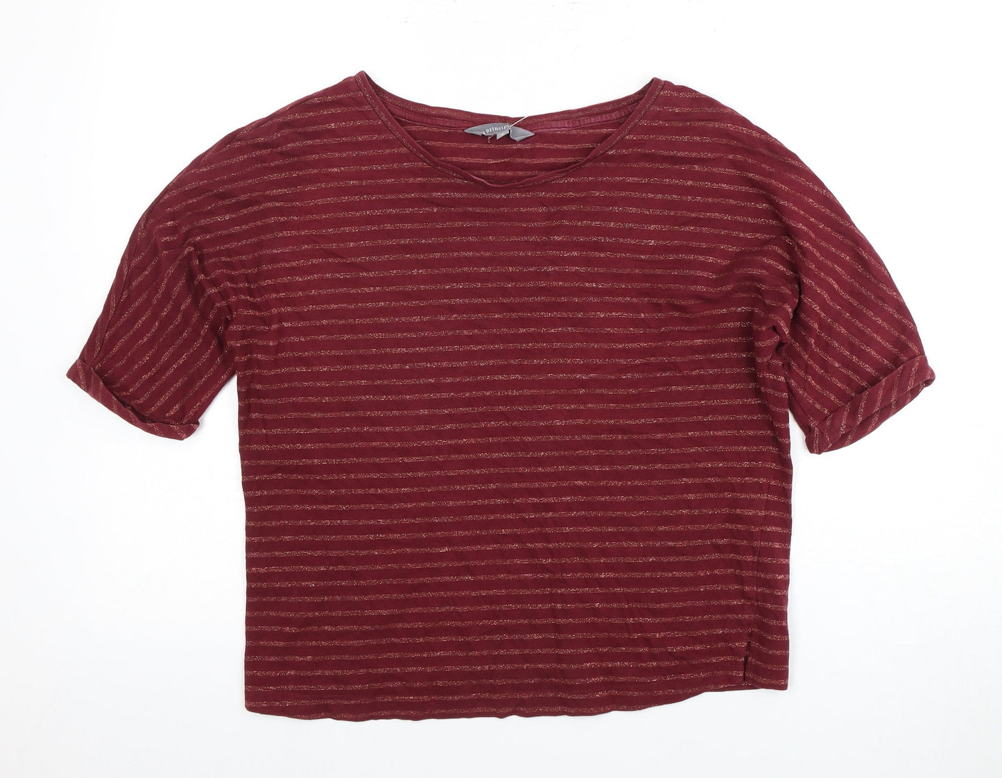 Principles Women's Red Striped Jersey Top Size 10