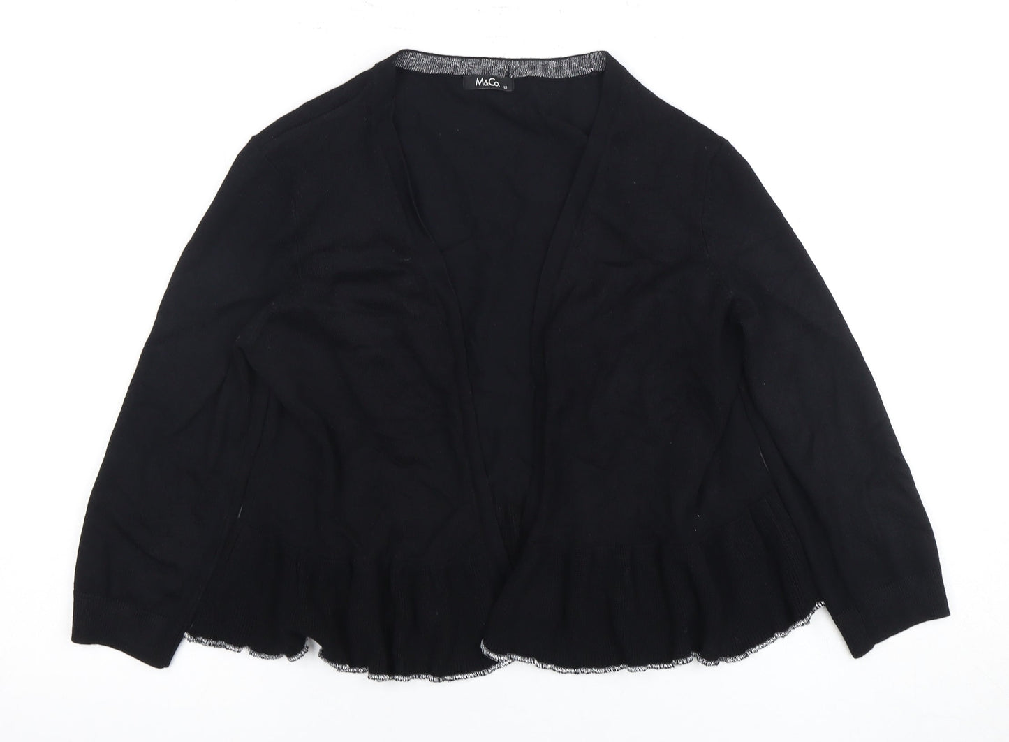 M&Co Women's Black Cardigan Size 12 Regular Fit