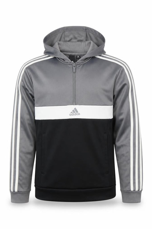 Adidas Boys Grey and Black Pullover Hoodie, M