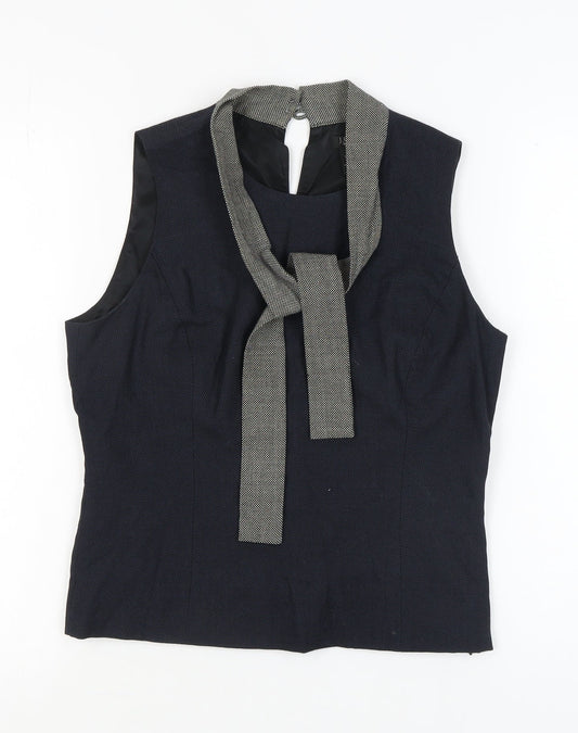 J.Crew Women's Black Sleeveless Wool Top, Size 8, High Neck