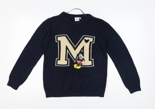 Disney Women's Black Jumper, Size 10, Mickey Mouse, Logo Accent