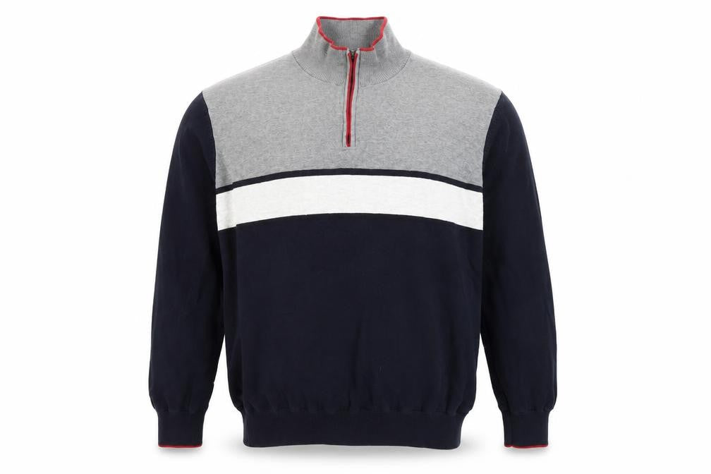 XL Grey & Black 1/2 Zip Cotton Men's Jumper - M&S