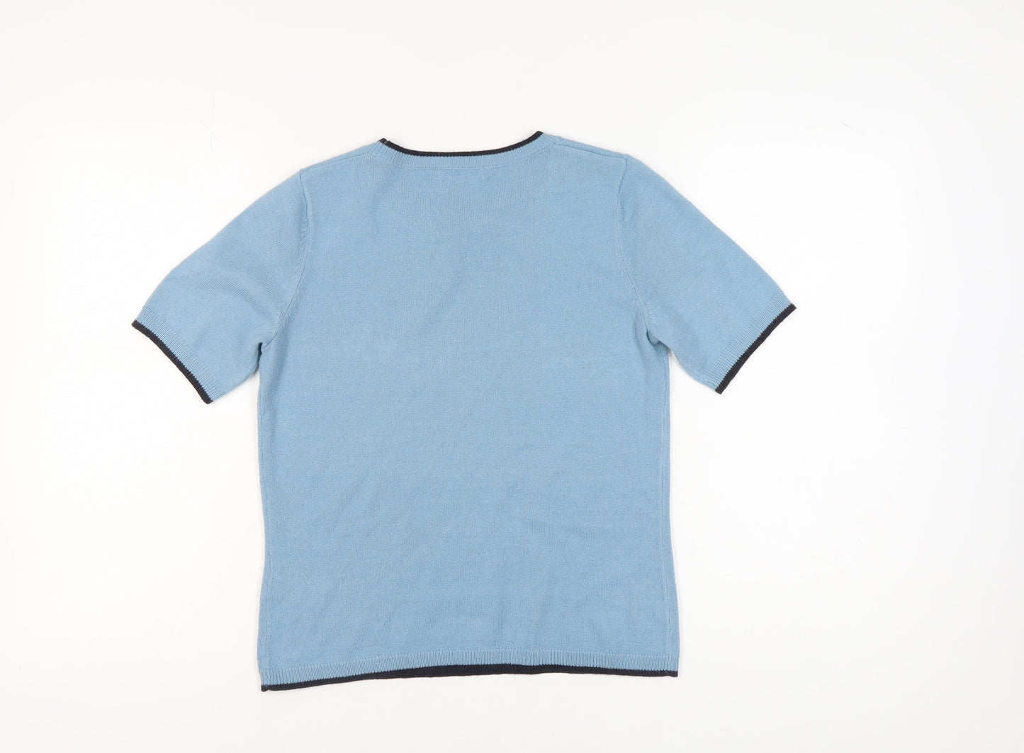 Marks and Spencer Women's Blue Round Neck Jumper Size 8