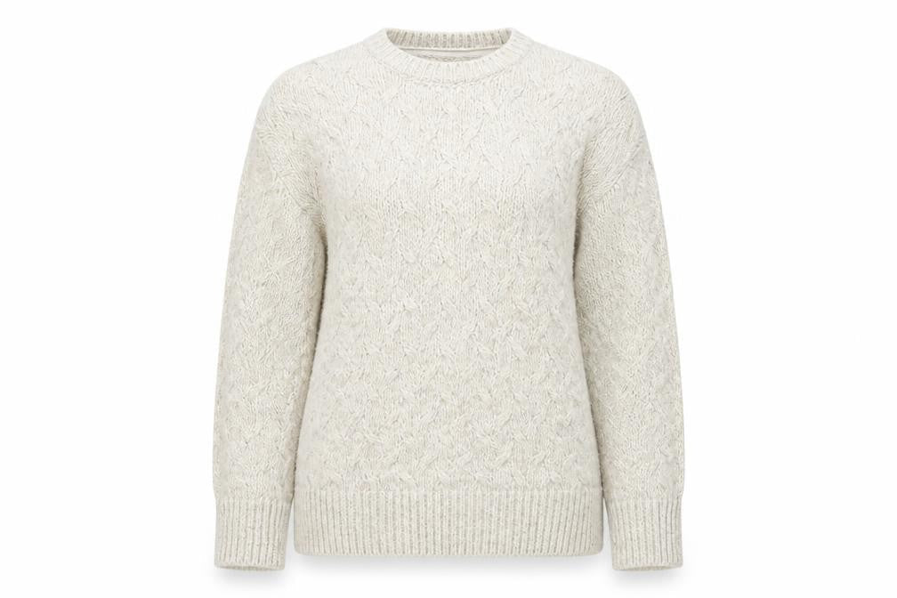 Womens UK 12 Regular FatFace Beige Pullover Chunky-Knit