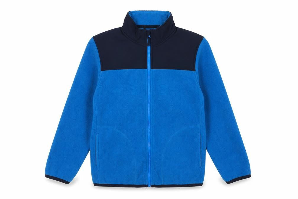 Front view of Uniqlo boys’ blue fleece jacket, size 11, years, casual autumn/winter