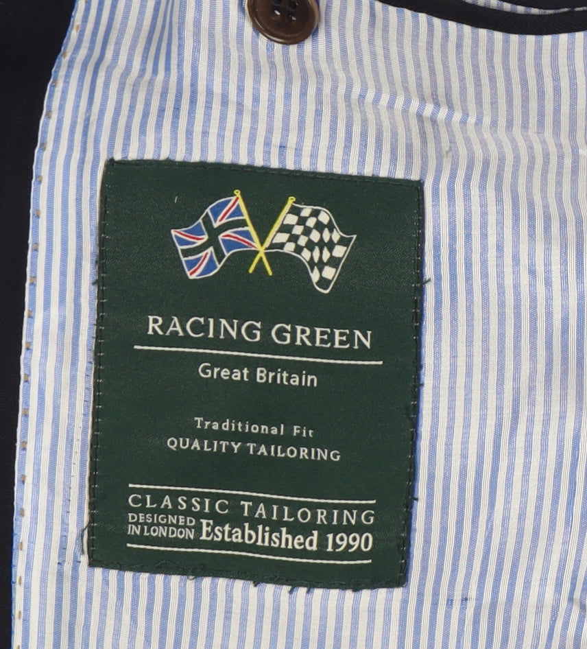 Racing Green Men's Blue Wool Blazer 38R