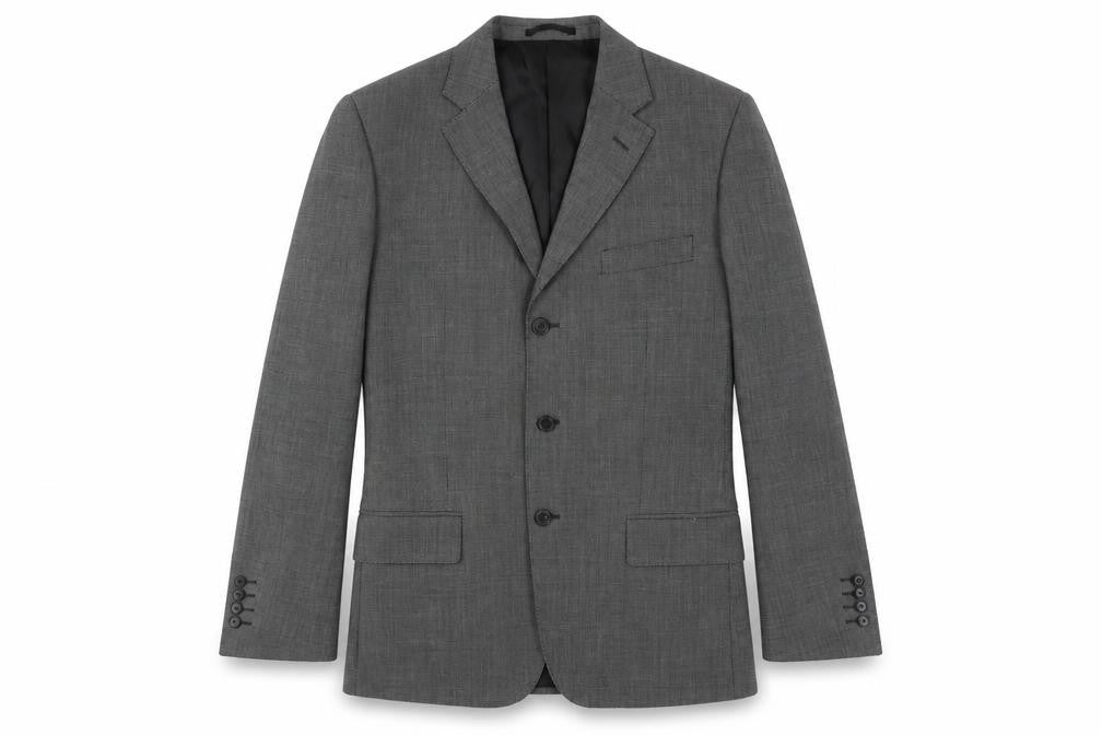 Mens 38 Chest Regular Jaeger Grey Three-Button Blazer