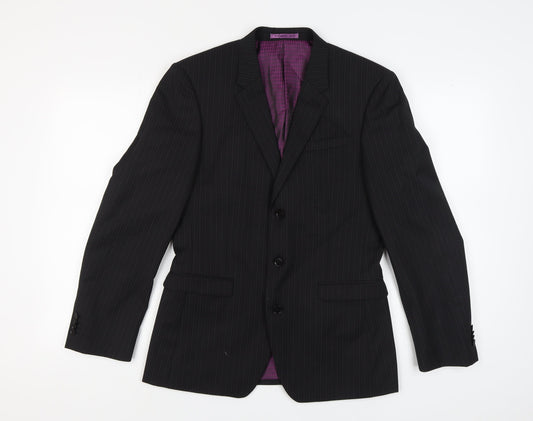 Next Men's Black Striped Wool Blazer Size 38R