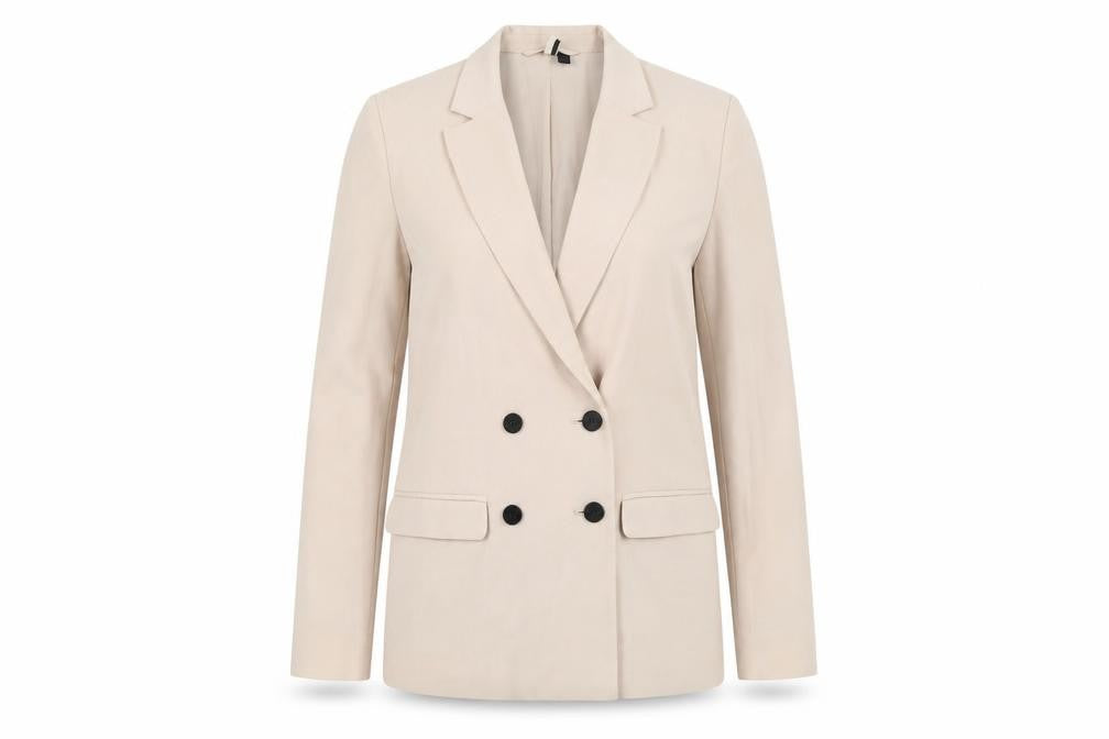 Topshop Women's Beige Double-Breasted Blazer Size 10