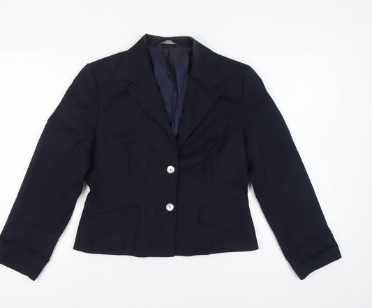 Laura Ashley Women's Blue Wool Suit Jacket Size 14