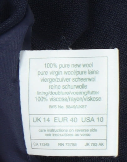 Laura Ashley Women's Blue Wool Suit Jacket Size 14