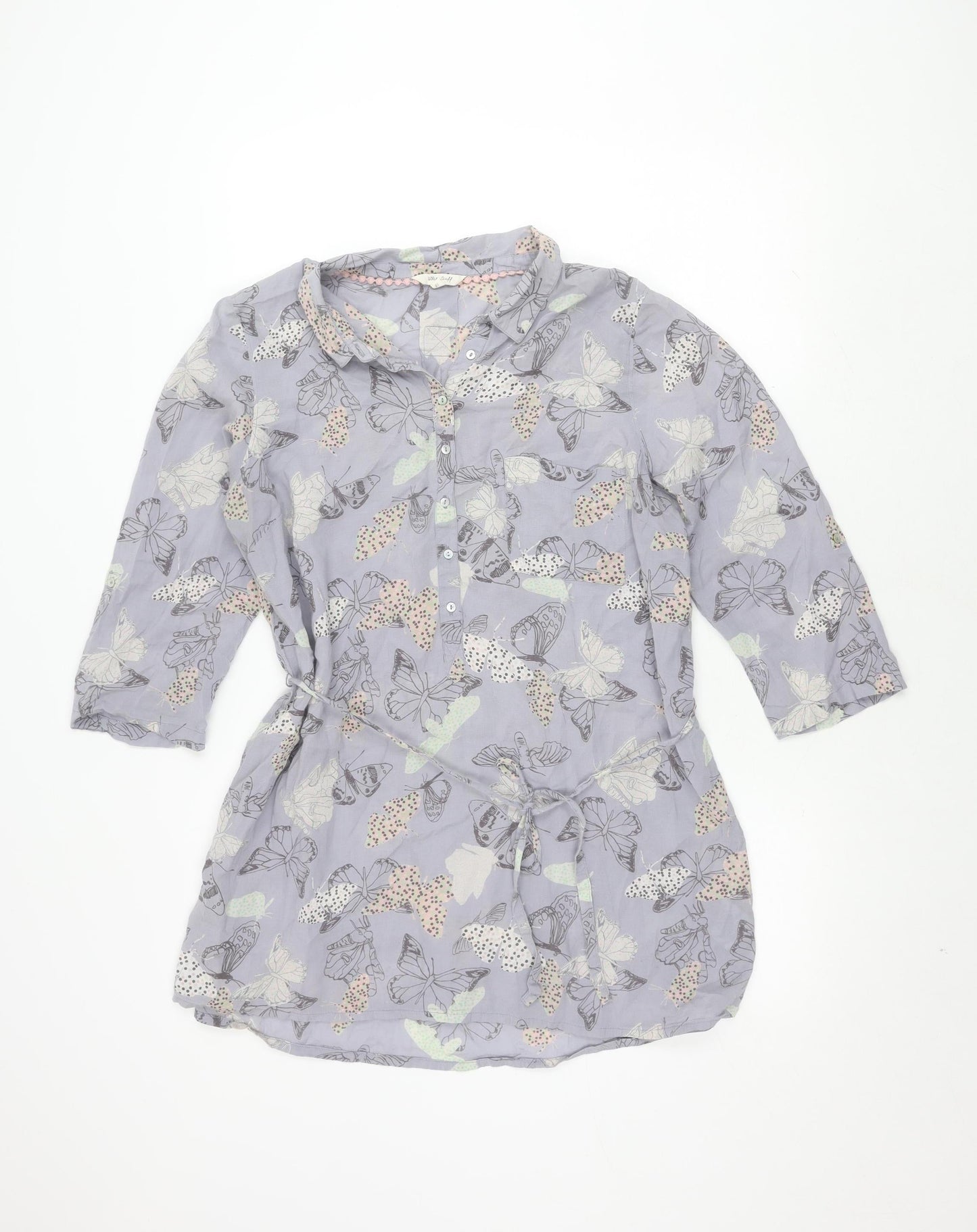 White Stuff Women's Grey Butterfly Blouse, Size 16