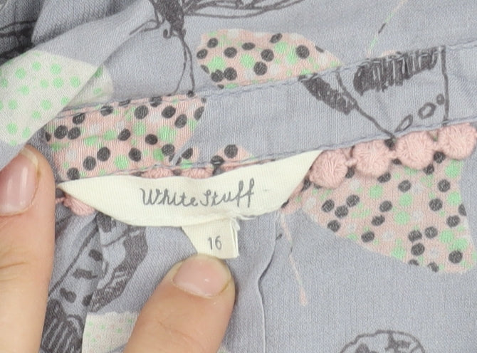 White Stuff Women's Grey Butterfly Blouse, Size 16