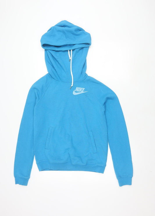 Nike Men's Blue Pullover Hoodie, Size S, Logo Accents