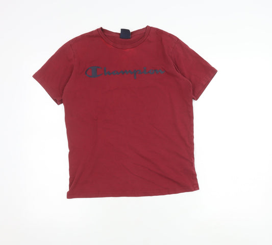 Champion Boys Red XL T-Shirt Logo Casual Short Sleeve