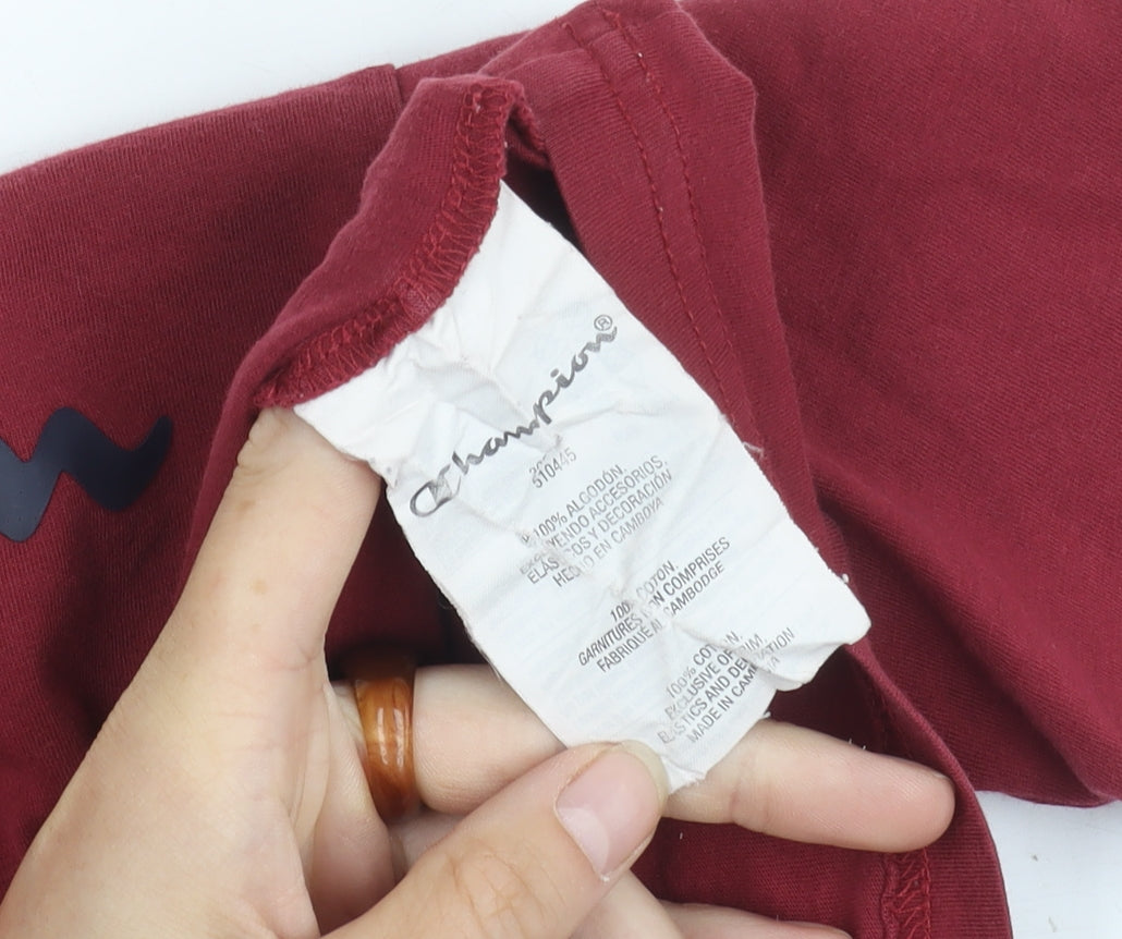 Champion Boys Red XL T-Shirt Logo Casual Short Sleeve