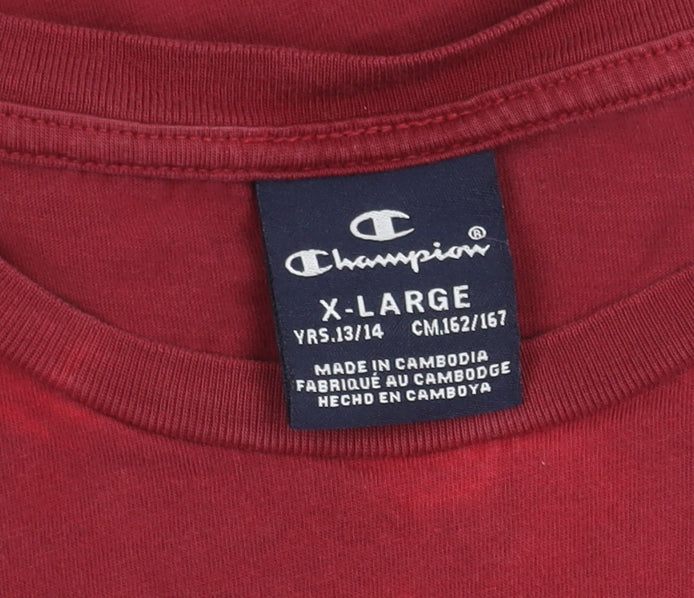 Champion Boys Red XL T-Shirt Logo Casual Short Sleeve