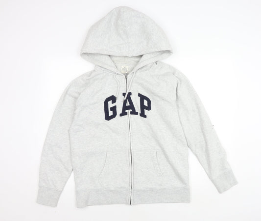Gap Men's Grey Hooded Varsity Jacket L
