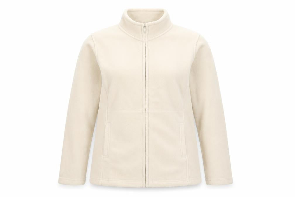 EWM Women's Beige Fleece Jacket Size M Regular Zip