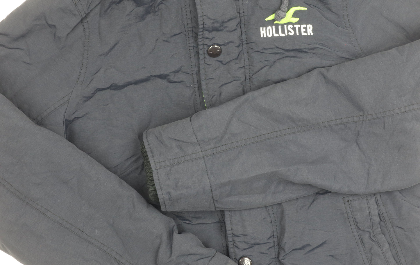 Hollister Men's Blue Puffer Jacket M Hooded Winter