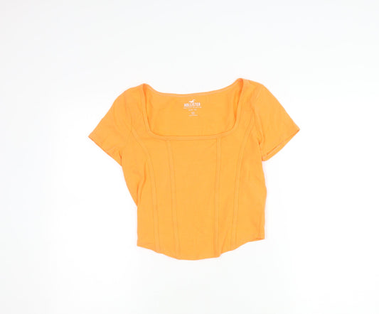 Hollister Women's Orange Square Neck T-Shirt M