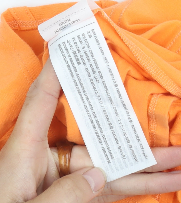 Hollister Women's Orange Square Neck T-Shirt M