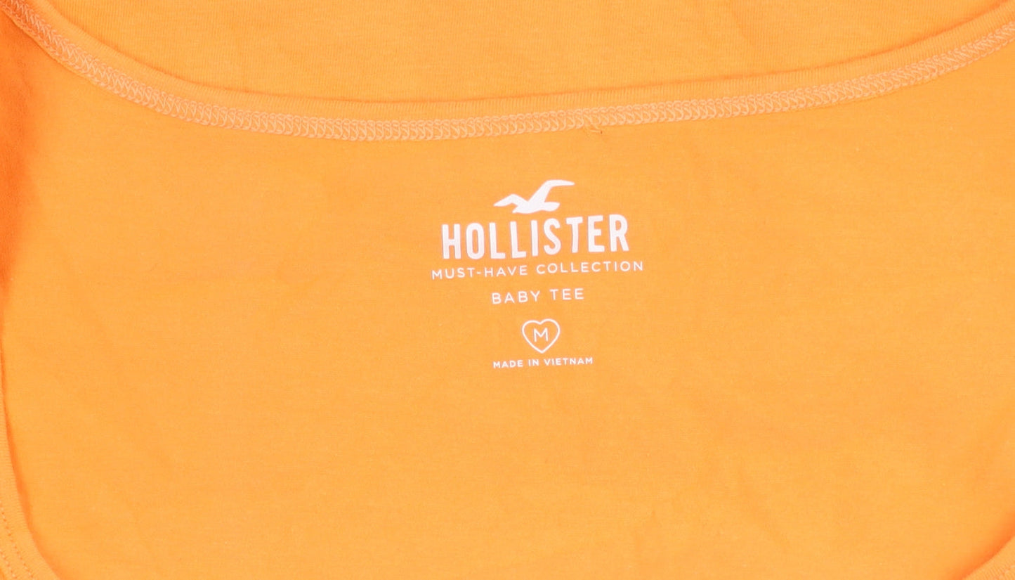 Hollister Women's Orange Square Neck T-Shirt M
