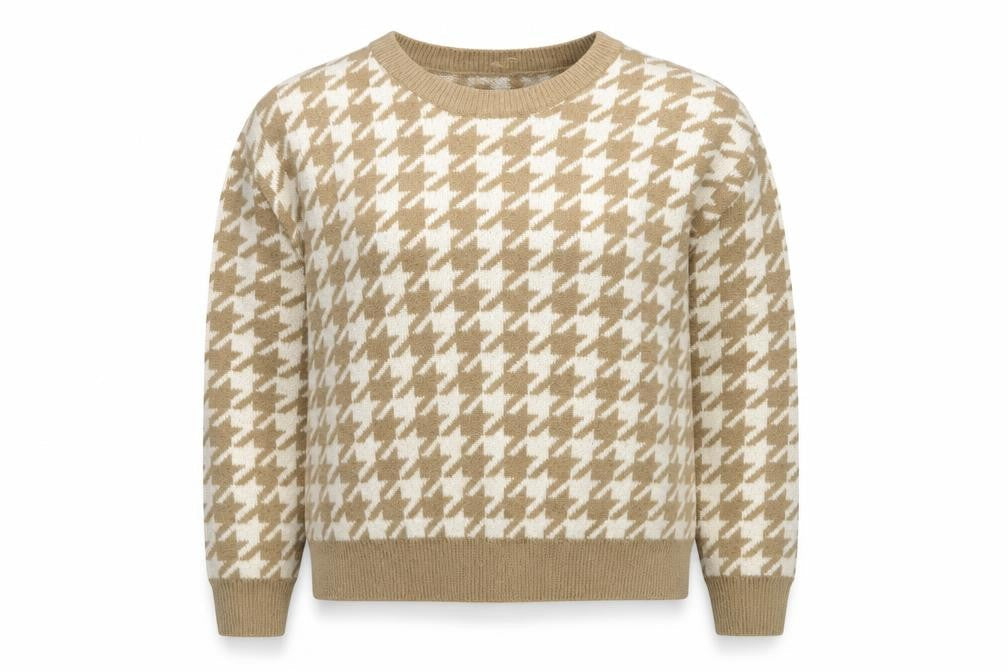 Motel Women's Beige Geometric Pullover Jumper M