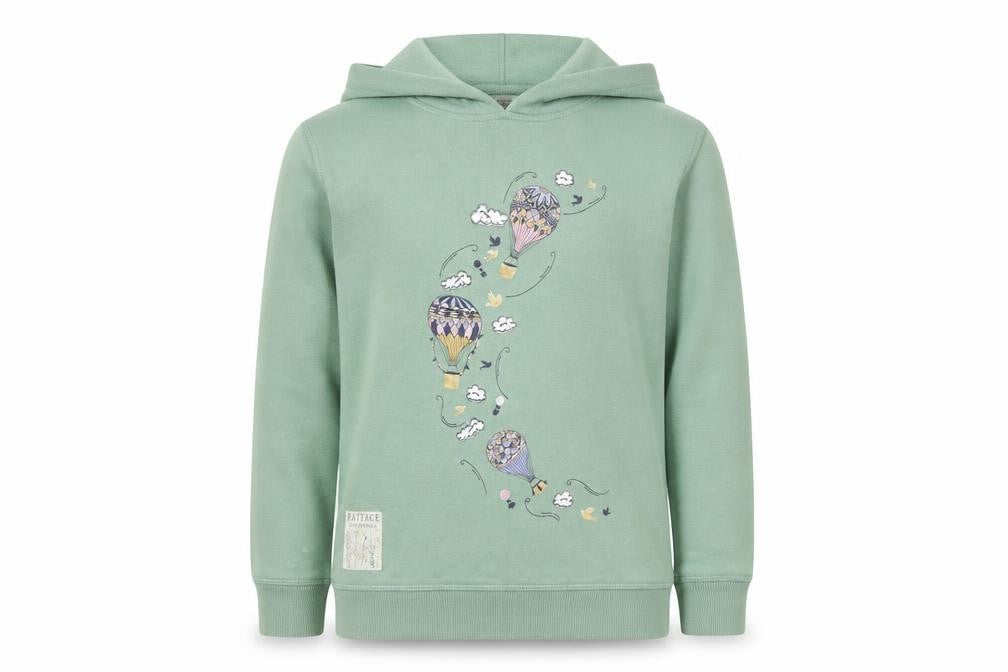 Front view of FatFace girls’ green hooded jacket, 12-13 years, relaxed fit